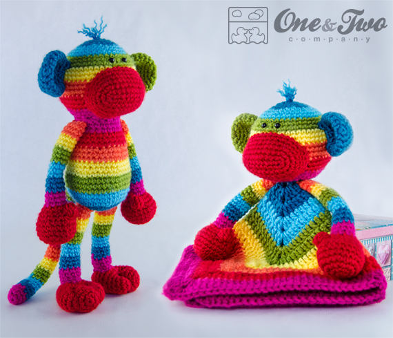 Combo Pack - Rainbow Sock Monkey Lovey And Amigurumi Set - Pdf Crochet Pattern